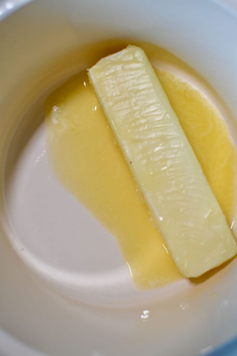 Melting butter in a saucepan.