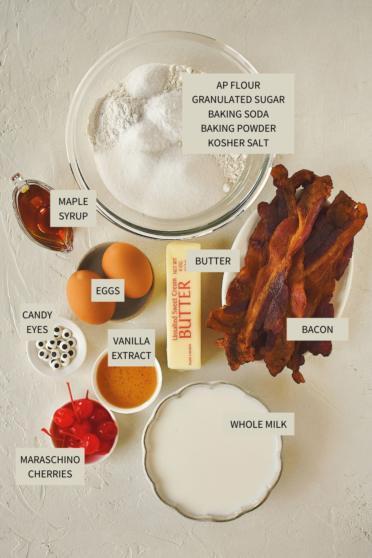 Ingredients needed to make Reindeer Pancakes.
